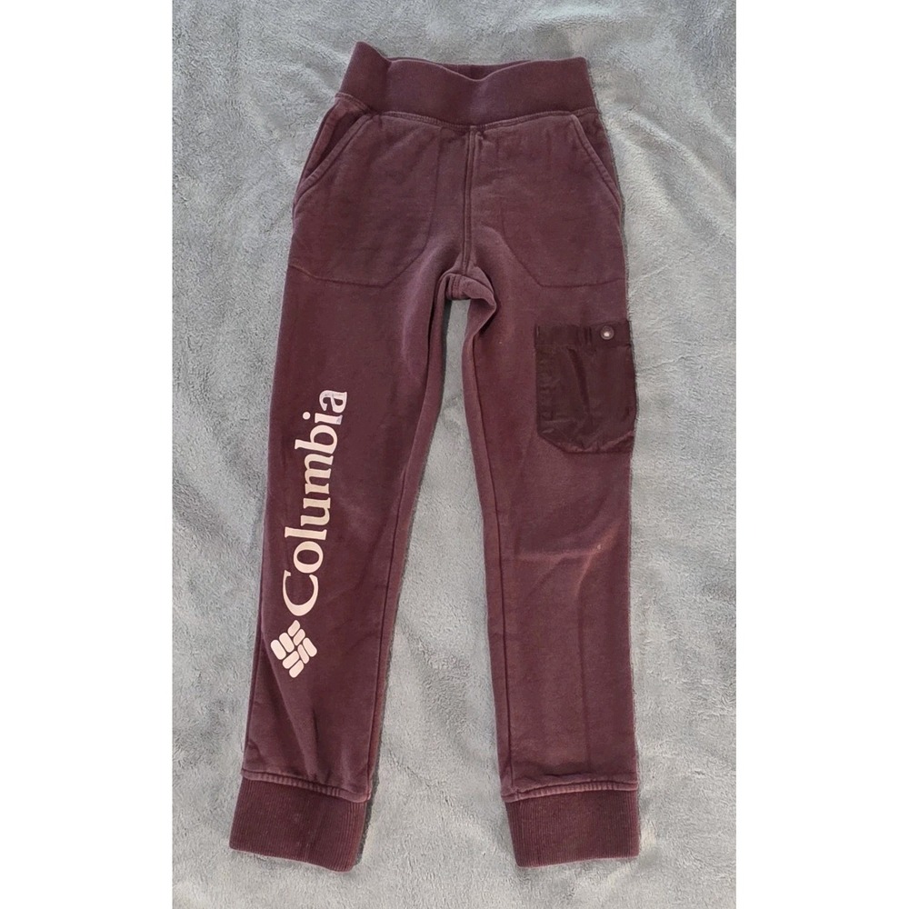 Columbia Boys Youth Maroon Burgundy Jogger Pants Size XS X-Small (6-7) w/pockets